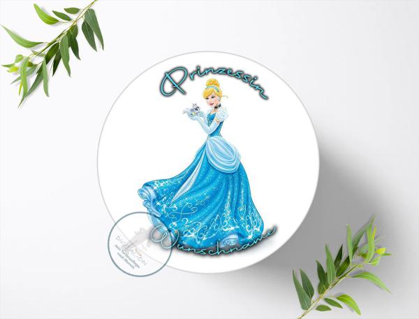 Prinzessin Cinderella mit Wunschname, Tortenaufleger Ø 20cm, 0311z